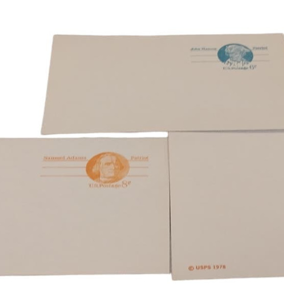 6 Vintage 1970s Pre-Paid Postage Hancock Samuel Adams Hanson Blank Postcards - Picture 3 of 6